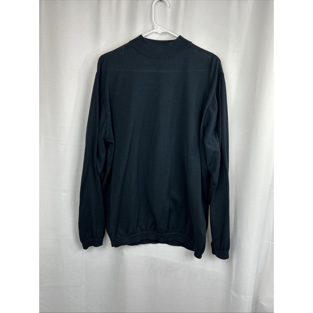 Vtg 90s St Croix Mens Large Black Mock Neck Lightweight Knit Sweater Thin USA